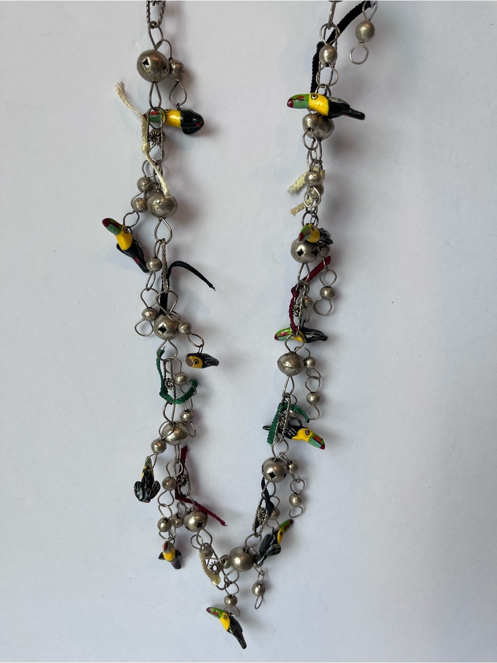 Vintage Mexican Traditional Wedding Necklace Silver Birds